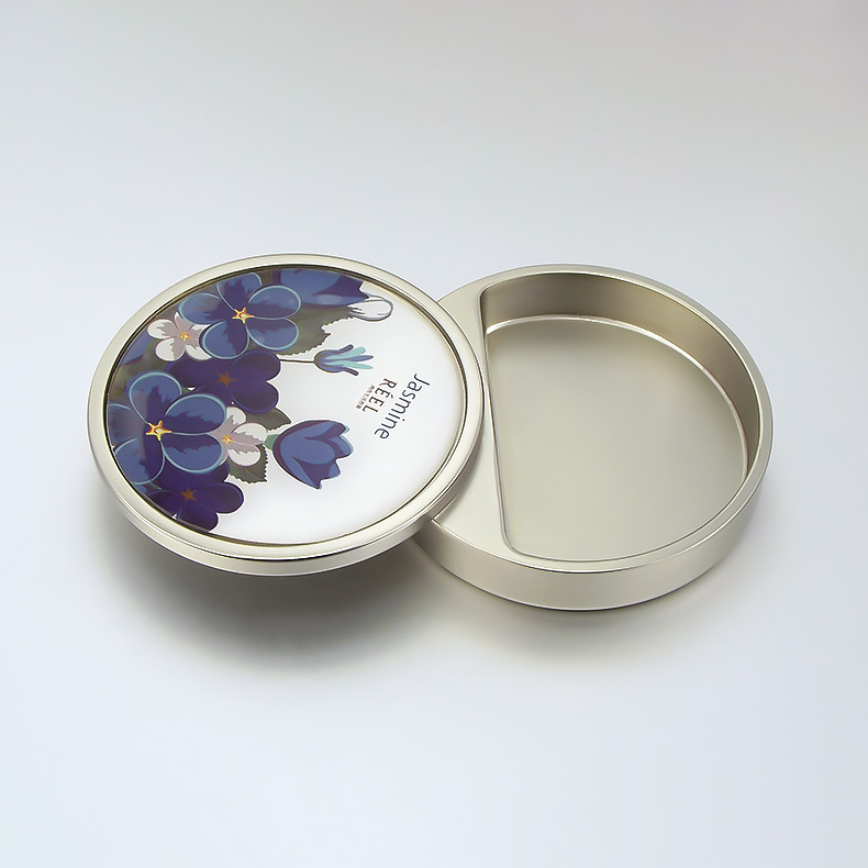 定制款圆形固体香膏盒 铝合金礼品香薰包装盒 创意旋转金属盒子