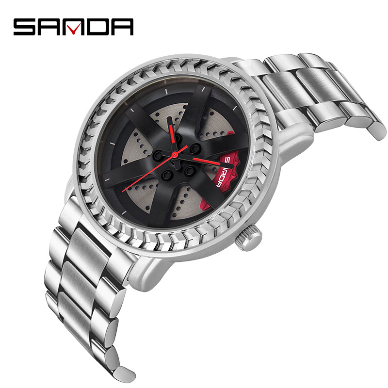 三达批发手表男士学生时尚装潮流钢带防水带石英腕表休闲大气男表