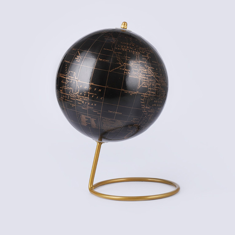 亚迅英文贴纸地球仪 金色铁线支架地球仪 18.2cm黑金色地球仪