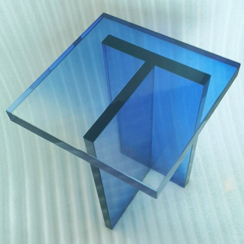 厂家定做透明渐变亚克力边柜亚克力家具定制透明蓝色小桌子