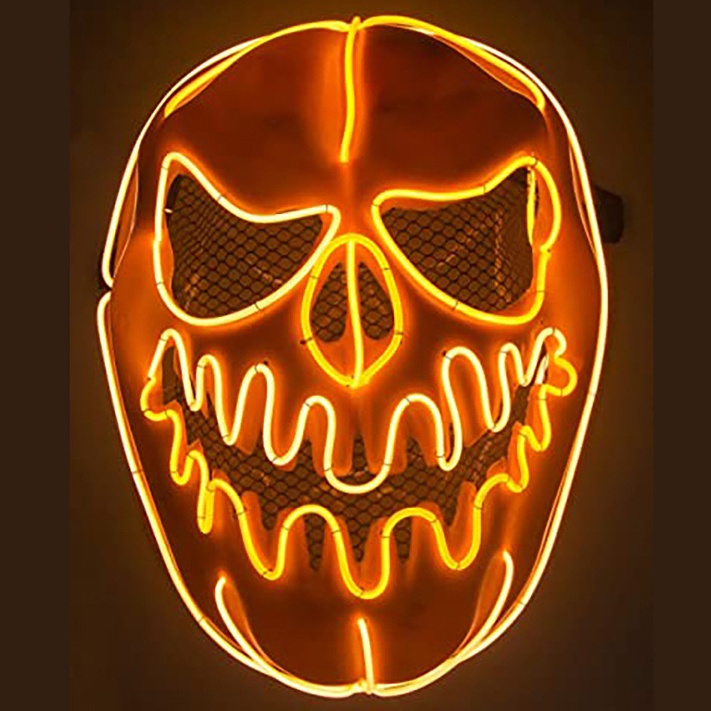 万圣节恐怖南瓜发光面具鬼屋led冷光线装扮南瓜面具搞怪面具