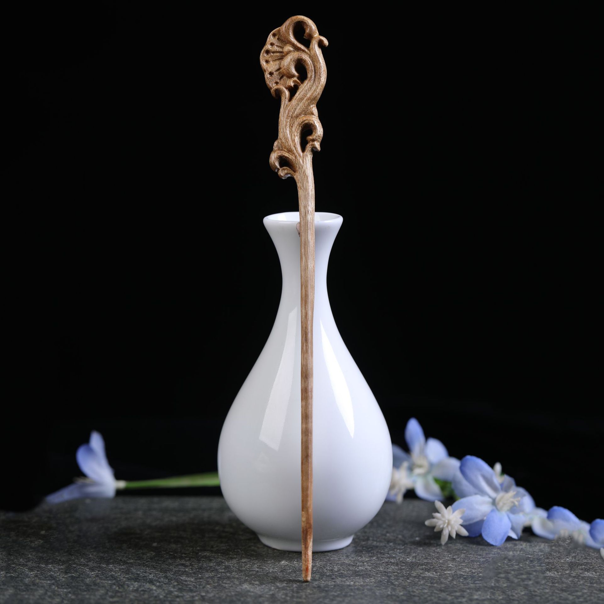 金丝楠木雕刻吉祥图案汉服头饰发簪复古配饰木簪送女朋友节日礼物