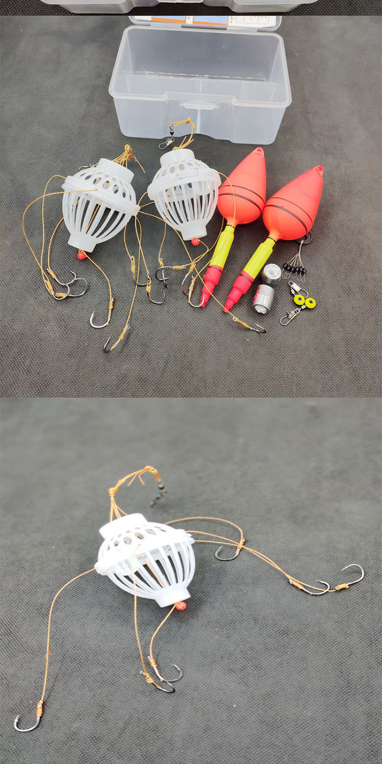 爆炸钩水怪鲢鳙饵笼加厚水怪钓笼鲢鳙钓组套装 6钩双扣海竿钓鱼钩