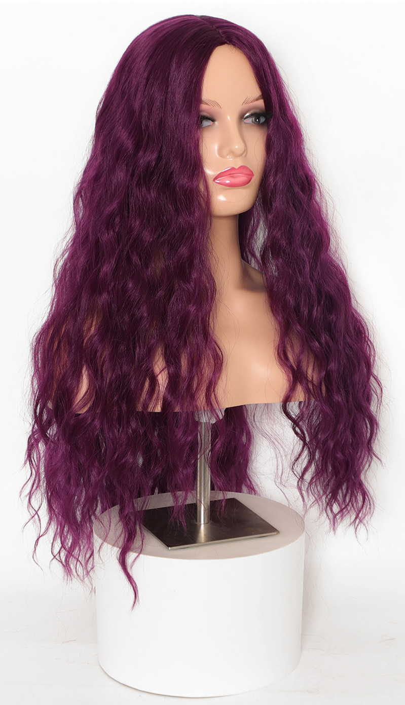 假发工厂头套 女 跨境假发 玉米须长款高温丝化纤头套 厂家直销