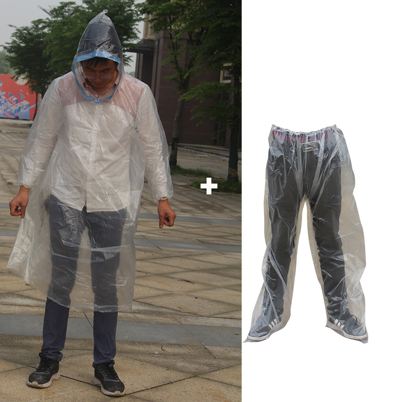 便捷式一次性雨衣鞋套漂流连体游乐园雨裤连脚套装水上乐园带雨鞋