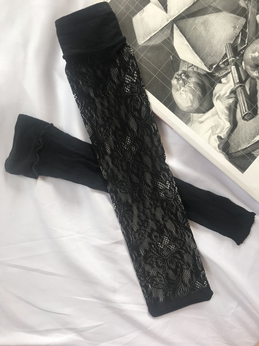 2020春夏新品日系花朵lolita提花中筒袜chic暗黑复古镂空蕾丝网袜