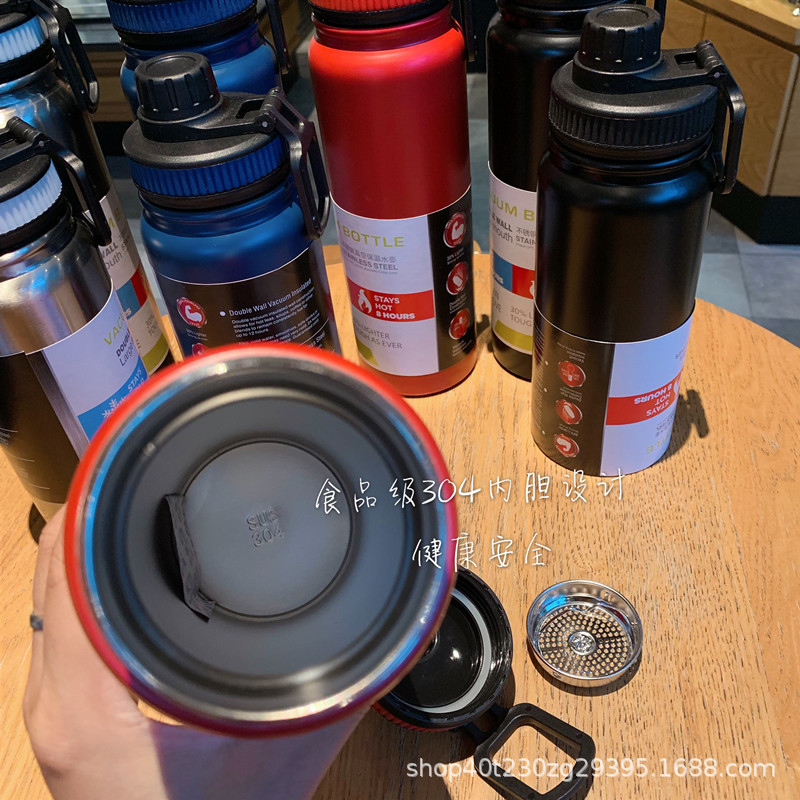 Exclusive for Cross-Border Large Capacity Outdoor Sports Bottle 304 Stainless Steel Thermos Cup Creative Portable Space Cup Wholesale