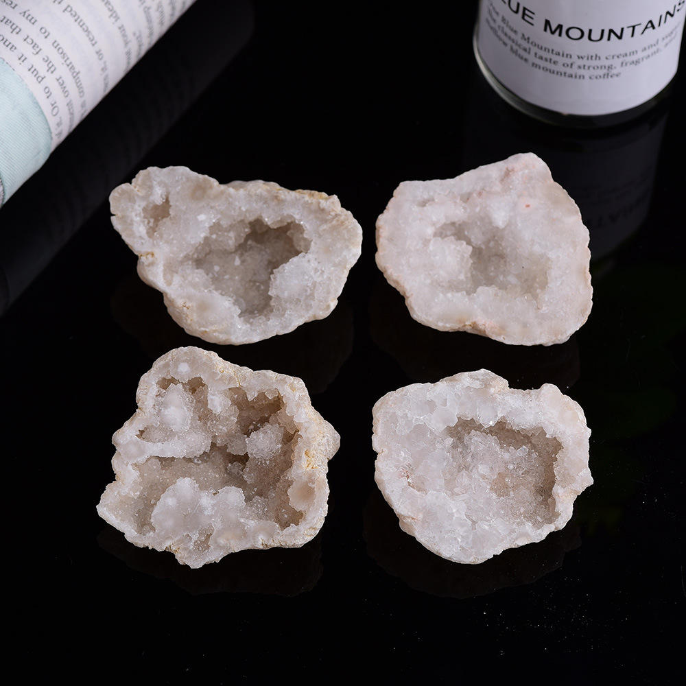 天然白水晶玛瑙原石水晶洞标本摆件水晶簇工艺品切片碎石厂家批发