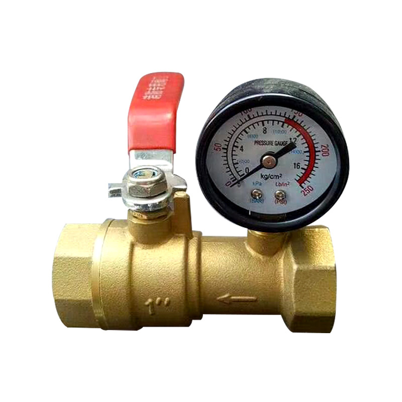 消防末端试水装置手动式dn25(一寸)消防管试水阀末端式压压力表