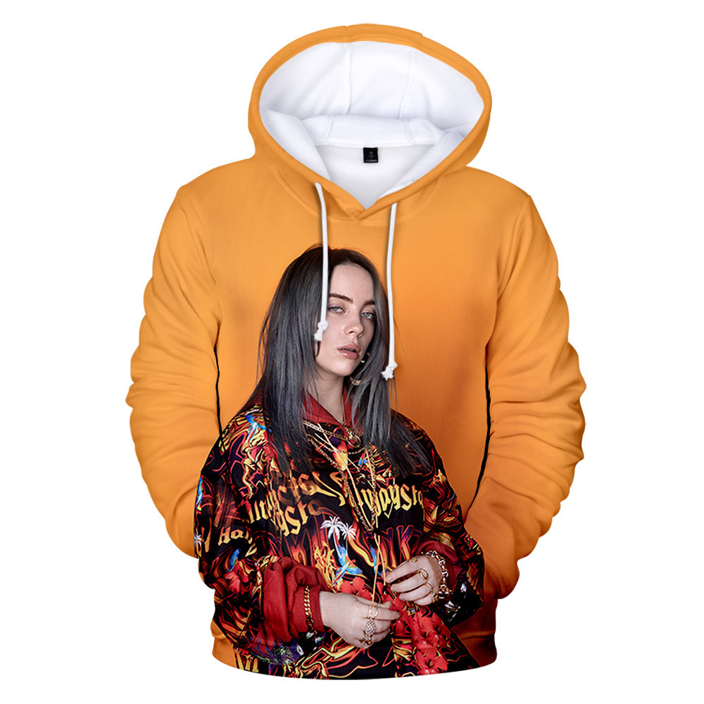 2020跨境洛杉矶新晋歌手 billie eilish 3d数码打印带帽卫衣