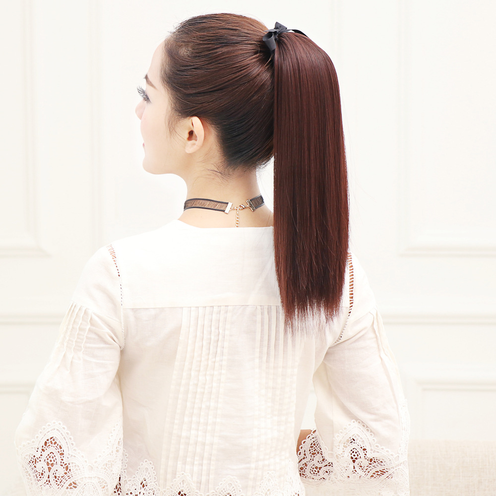 假发女长发马尾长直发绑带式假高发尾扎辫子短款超轻网红真发神器