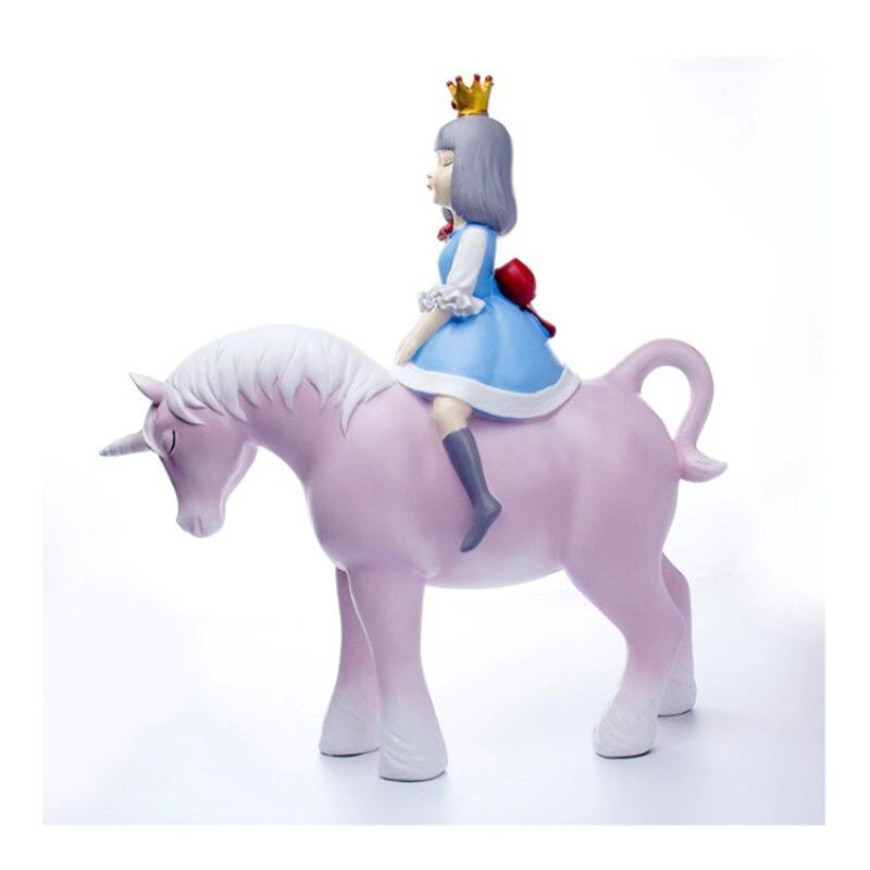 欧式树脂工艺品厂家直供 创意追梦女孩独角兽家居用品摆件装饰品