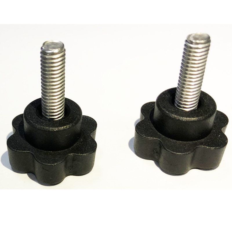 25 m5m6 手拧螺丝 塑胶头一字花型手柄螺栓 黑色