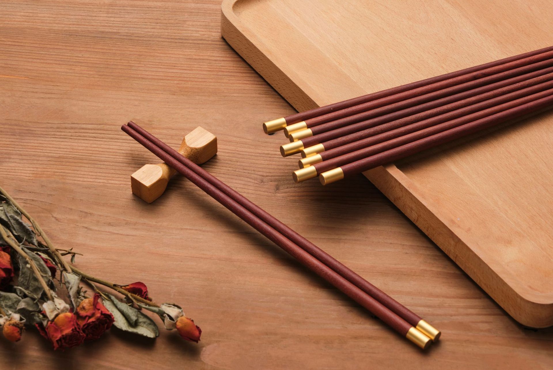 yfjy中式鸡翅木合金筷子易夹取实木公筷10双筷子礼盒装餐具批发