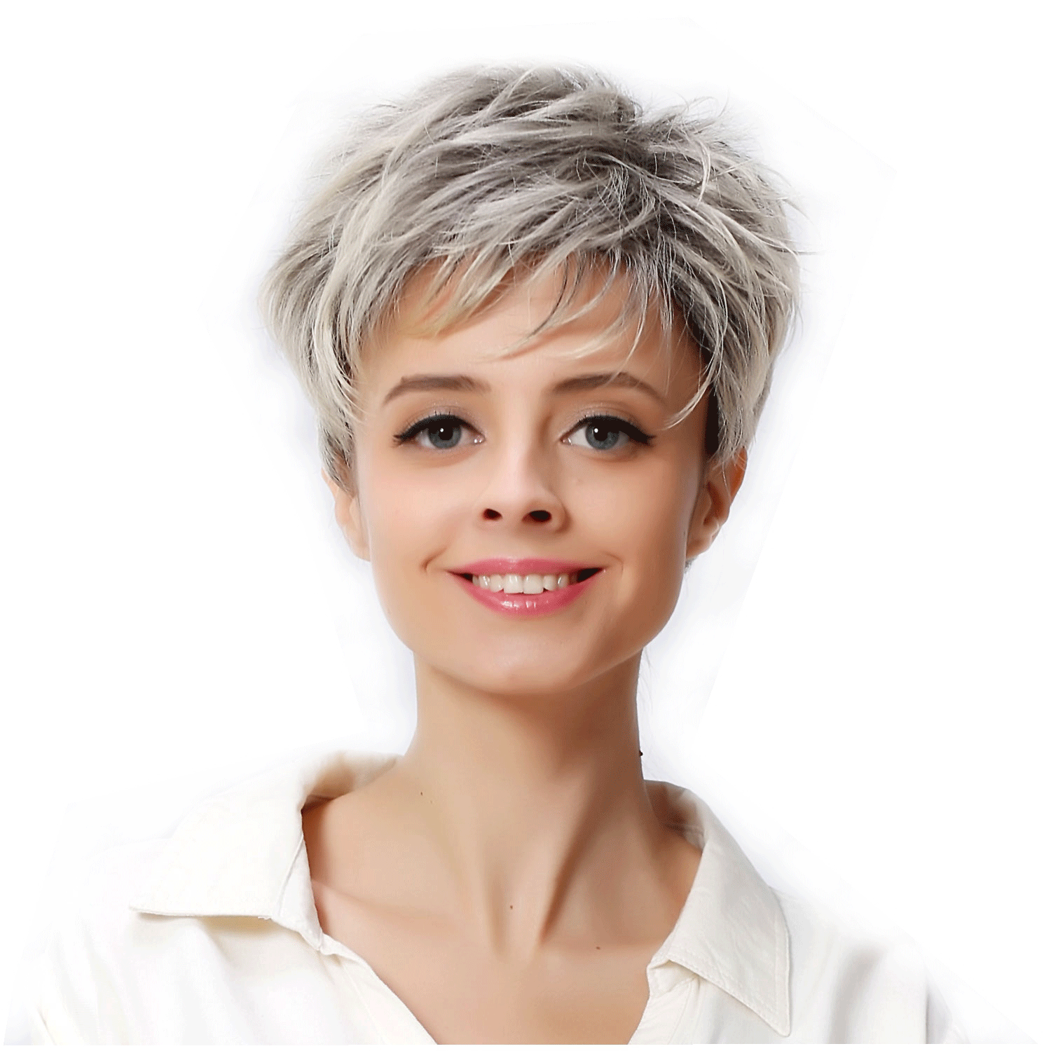 许昌云开 欧美化纤假发头套t色渐变短卷发银色高温丝批发定做定制