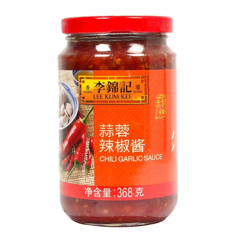 正品李锦记蒜蓉辣椒酱368g12瓶整件调料蘸酱拌饭酱拌面酱