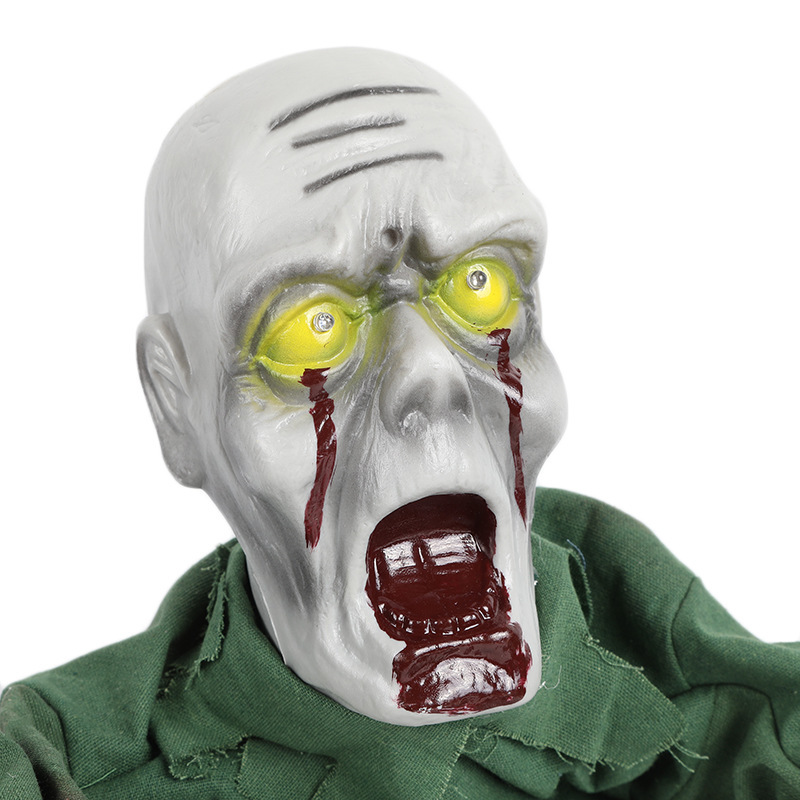 万圣节吊鬼密室鬼屋酒吧装饰道具恐怖光控骷髅头 电动爬行鬼丧尸