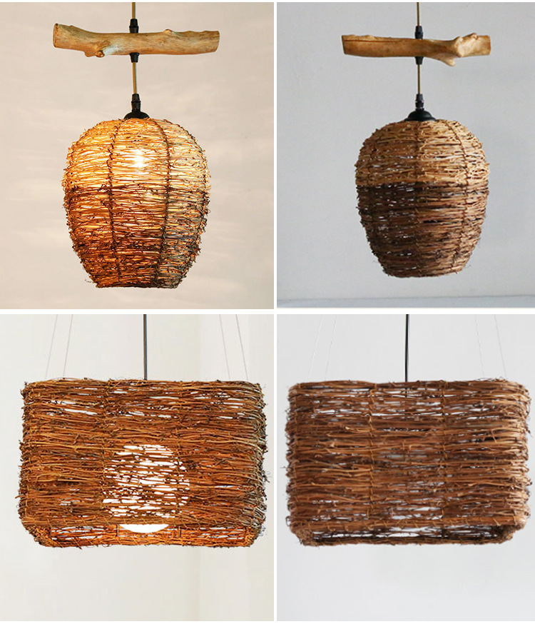 产地货源东南亚复古藤编灯个性创意茶楼餐厅特色民宿客栈藤条吊灯