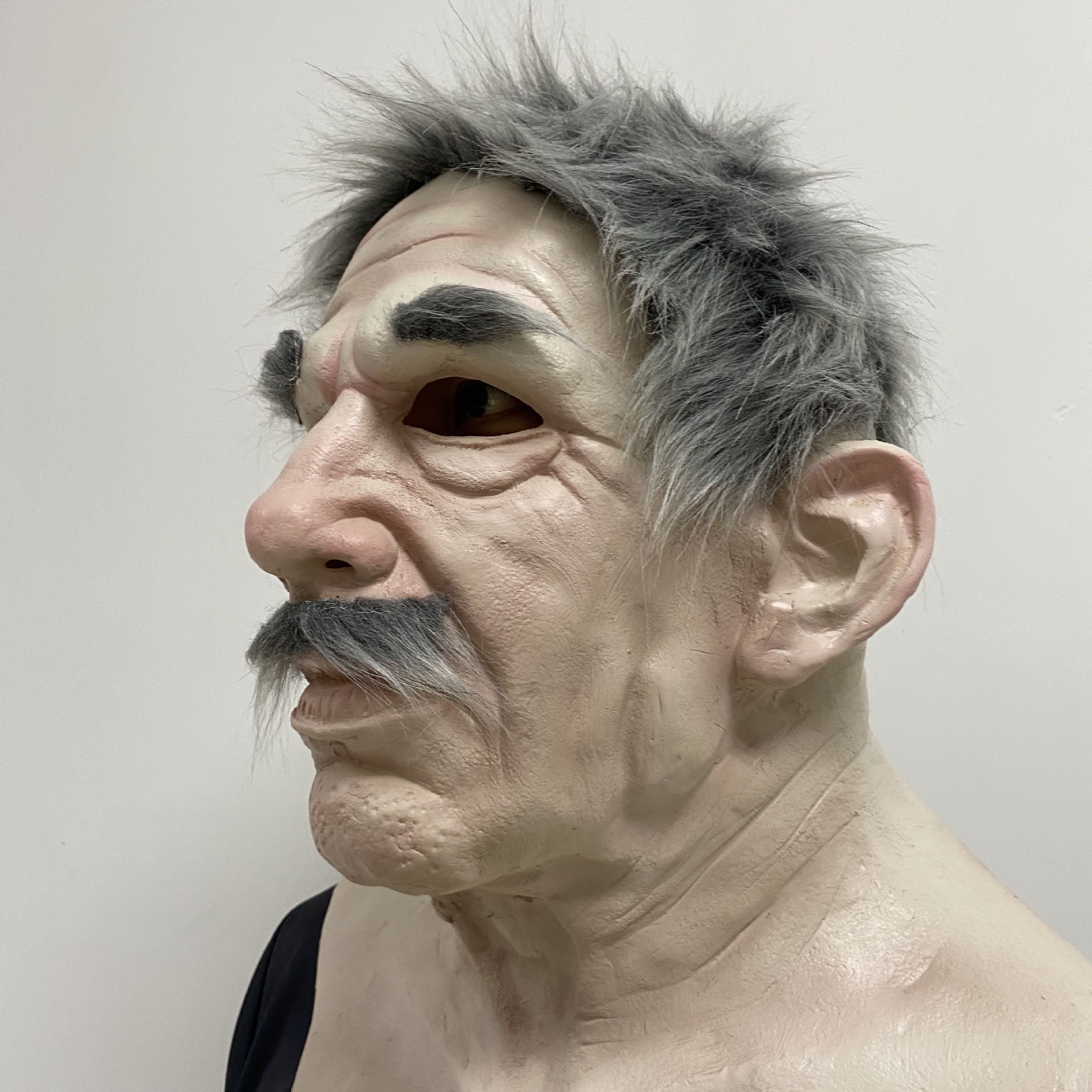 现货款老人面具万圣节角色扮演舞会面具头套乳胶人脸头套