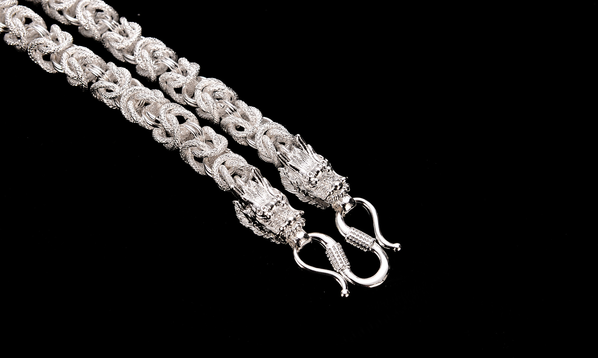 霸气龙头链项链男士白银链子个性男生银饰品潮人加粗长款