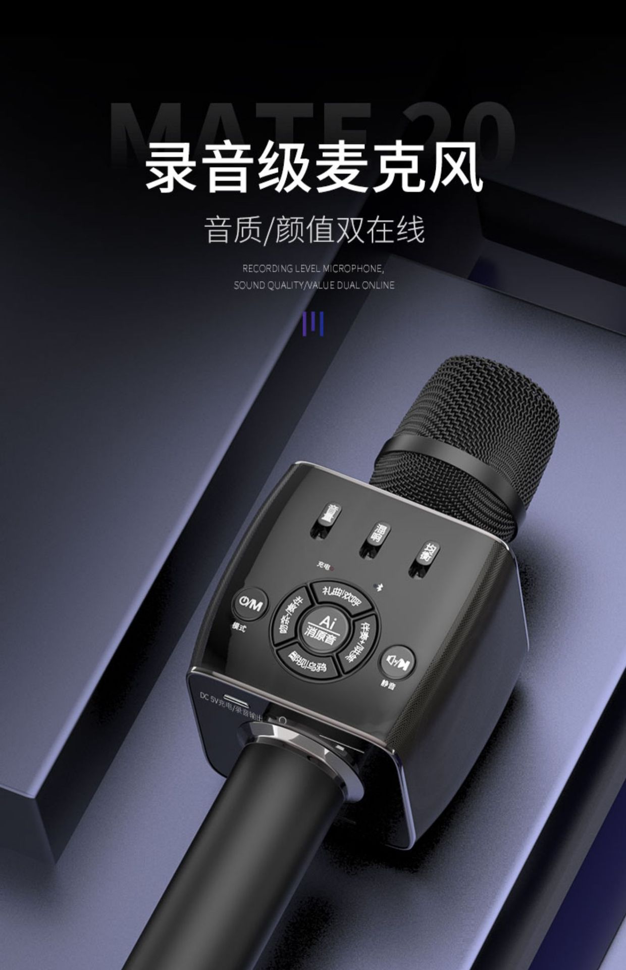 新科声卡话筒麦克风一体带音响手机k歌全民唱歌神器动圈麦录