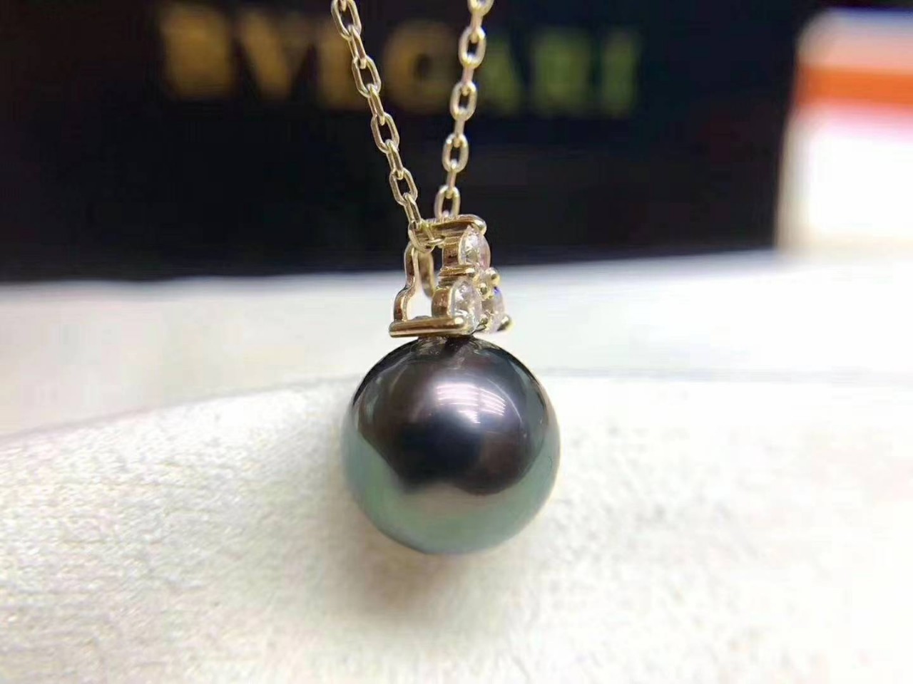 18k金9510mm海水黑珍珠吊坠