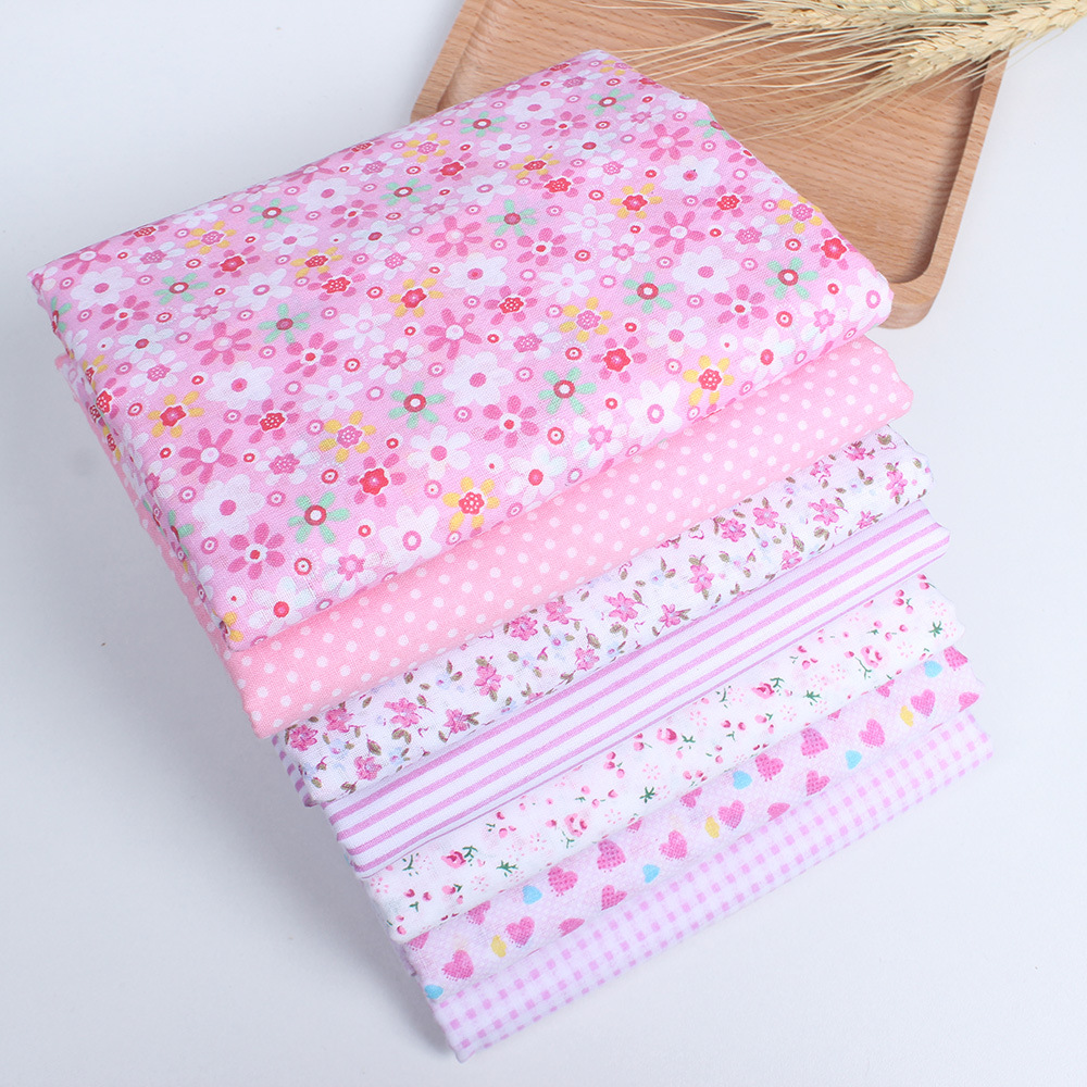 粉色7款拼布布组 平纹花布 纯棉小碎花手工diy棉布 跨境电商