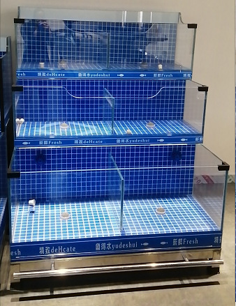 超市鱼缸双层商用水循环卖鱼海鲜缸水产促销缸贝类池饭店贝类池