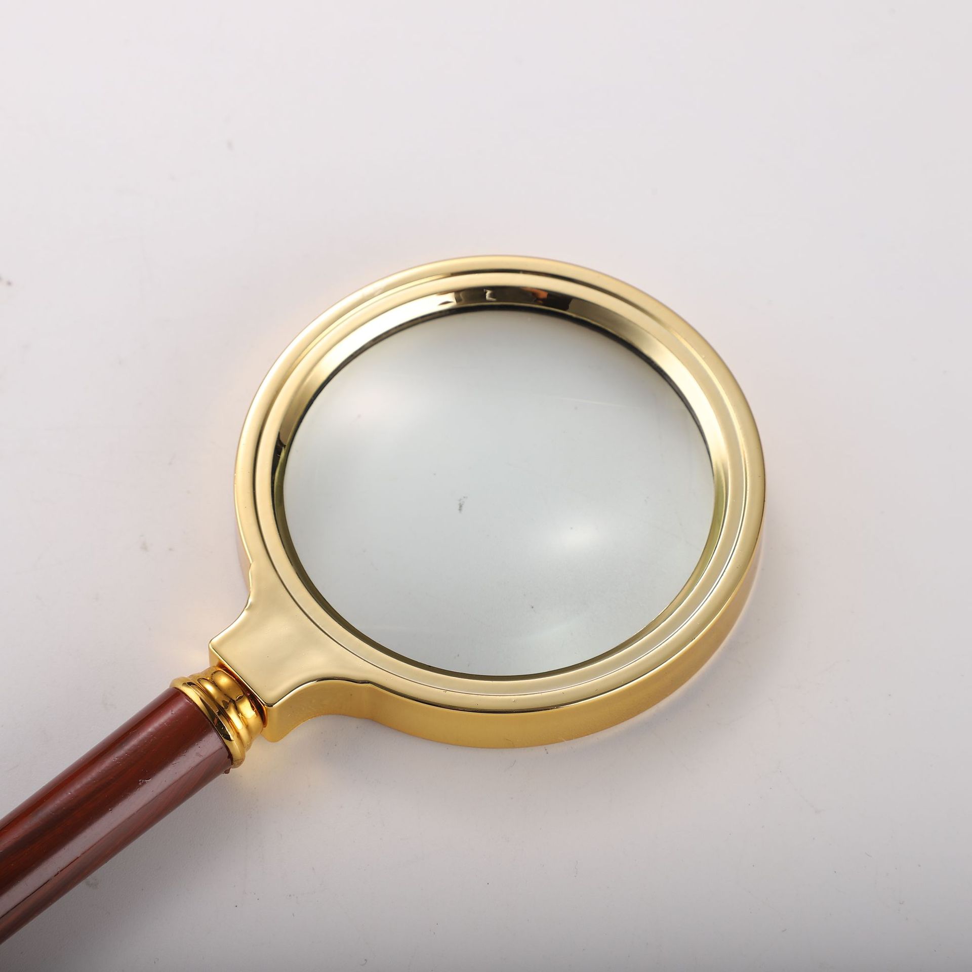 直柄木柄放大镜手持式5倍放大镜阅读文字放大器户外取火聚焦镜