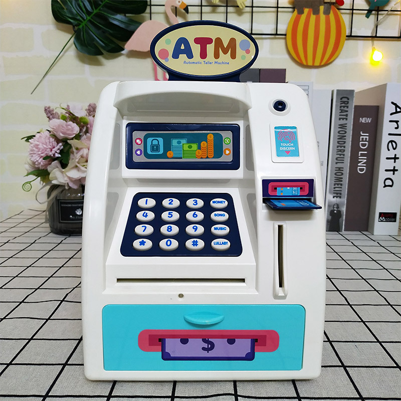 新款英文atm机存钱罐 创意儿童卡通智能密码自动卷币储蓄罐跨境