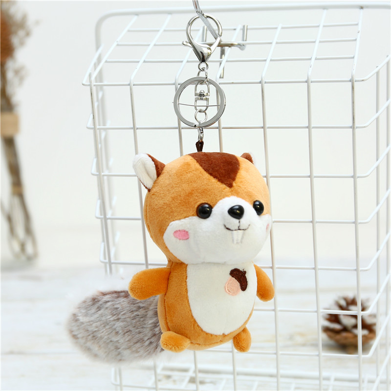 Cute Squirrel Plush Pendant Creative Nut Squirrel Plush Toy Schoolbag Boutique Pendant Key Ring Wholesale