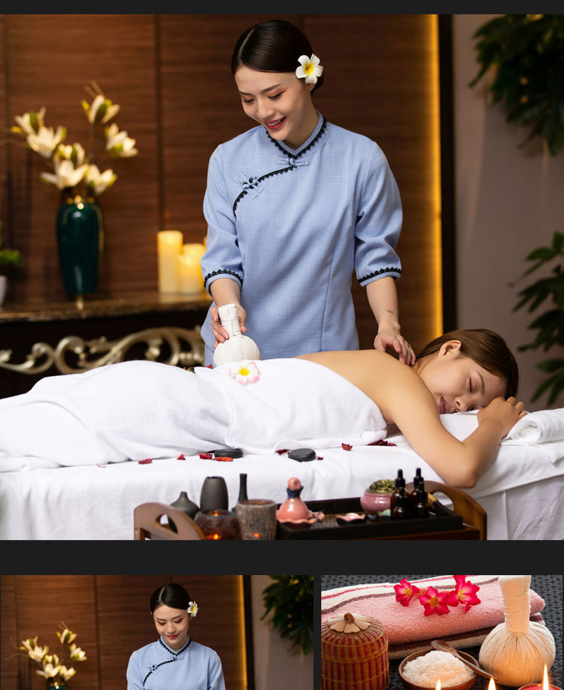 中式疗按摩院水疗养生会所spa工作服套装 技师服女美容师工作制服