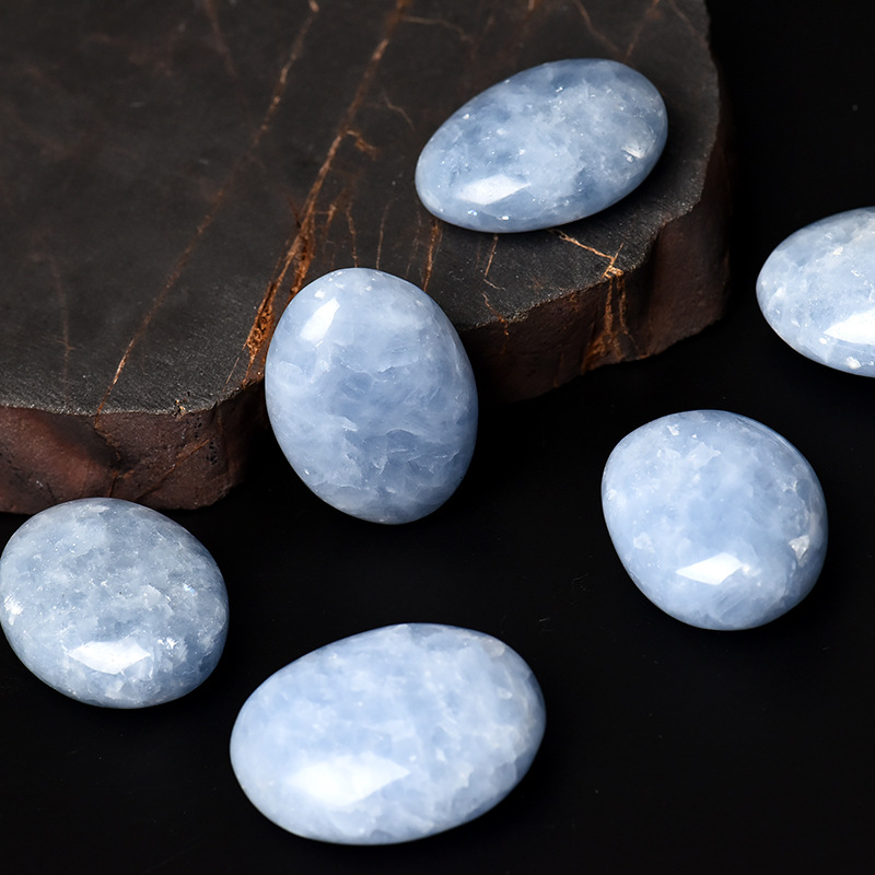 天然天使石疗愈石 能量水晶排列疗愈石 喉轮能量平衡 angelite