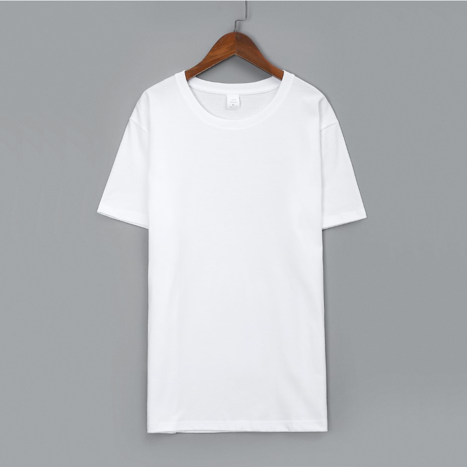 New Heavy 220G Trendy Cotton T-shirt Men's and Women's Solid Color Short-Sleeved Combed Cotton round Neck T-shirt White Thickened