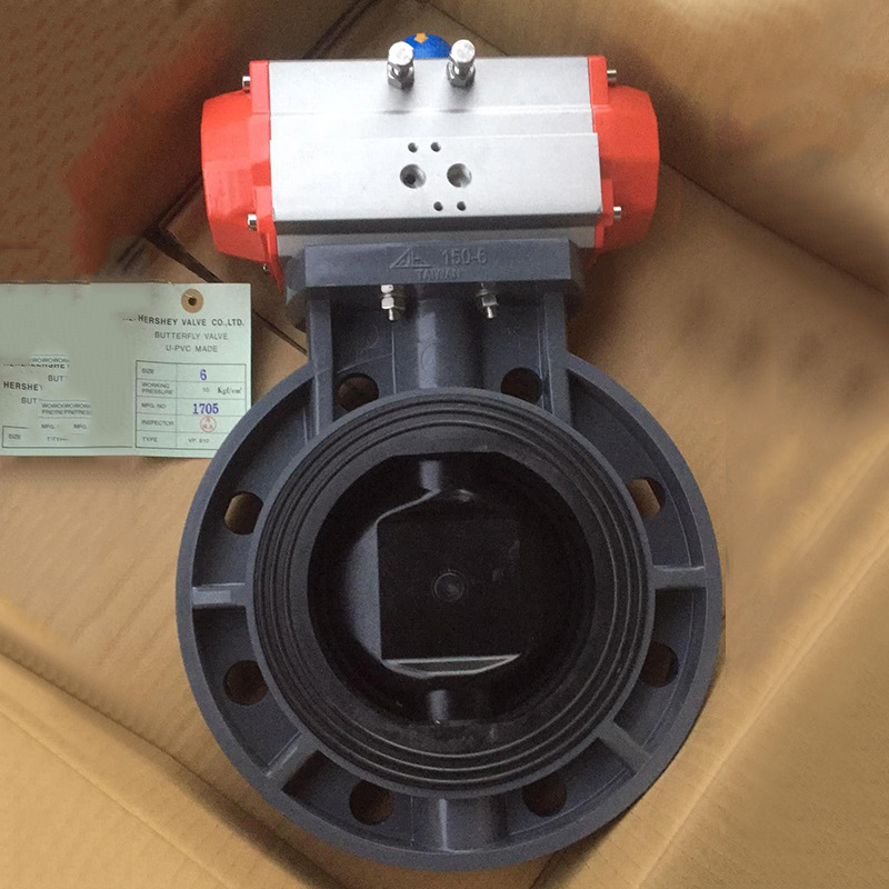 厂家供应气动pvc蝶阀气动快开对夹蝶阀气动pvc塑料蝶阀dn50300