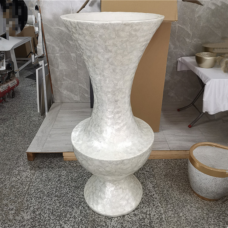 现代氧化镁落地圆脚古代瓶酒店前台婚庆大厅商场会所景观花艺摆件