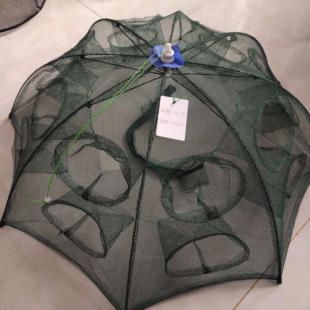 伞型渔笼 捕鱼网 自动虾笼伞型4孔6孔8孔12孔16孔圆柱形鱼笼