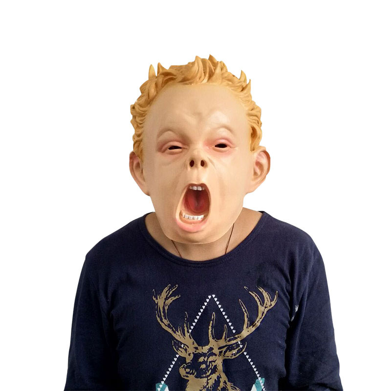 乳胶笑脸瞌睡表情人物面具头套系列搞怪派对万圣节面罩