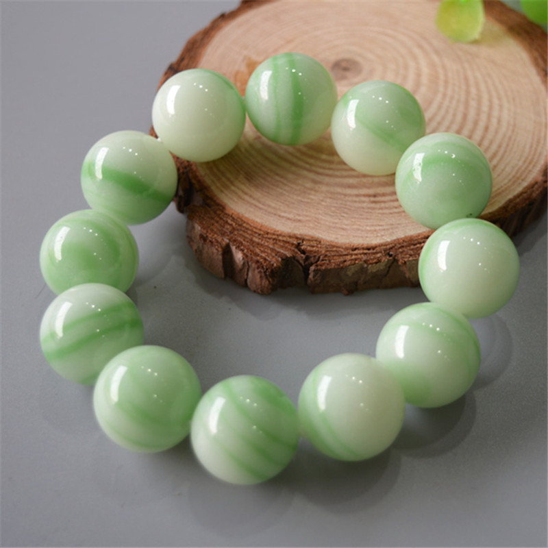 夜光原石夜光石手链特色礼物男女款圆珠手串 萤石夜明珠手链