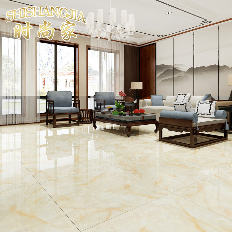 地砖800x800 客厅现代简约黄玉石瓷砖金刚大理石防滑地板砖全抛釉