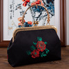 Antiquity Flower Embroidery Koujinbao Satin Embroidery Antiquity lady bags customized Small square package wholesale