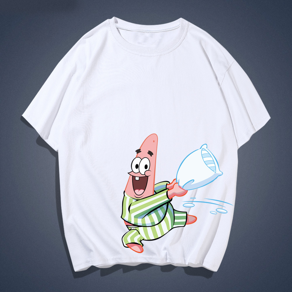 海绵宝宝t恤男女潮牌春夏宽松半袖青少年卡通动漫情侣短袖上衣