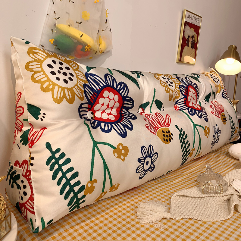 夏季ins北欧风床上靠枕床头板软包冰丝双人可拆洗靠垫抱枕大靠背