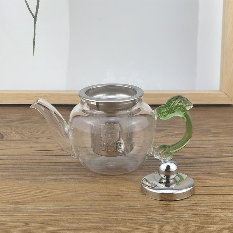 Factory Direct Sales Extra Thick Glass Teapot Heat-Resistant Flowering Tea Pot Small Teapot with Filter Liner Tea Set 200ml