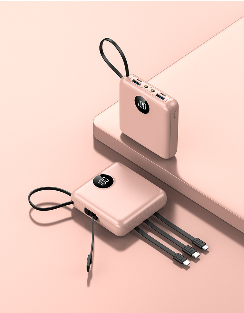 全新自带线充电宝高颜值带数显led灯迷你充电宝 共享 充电宝定制