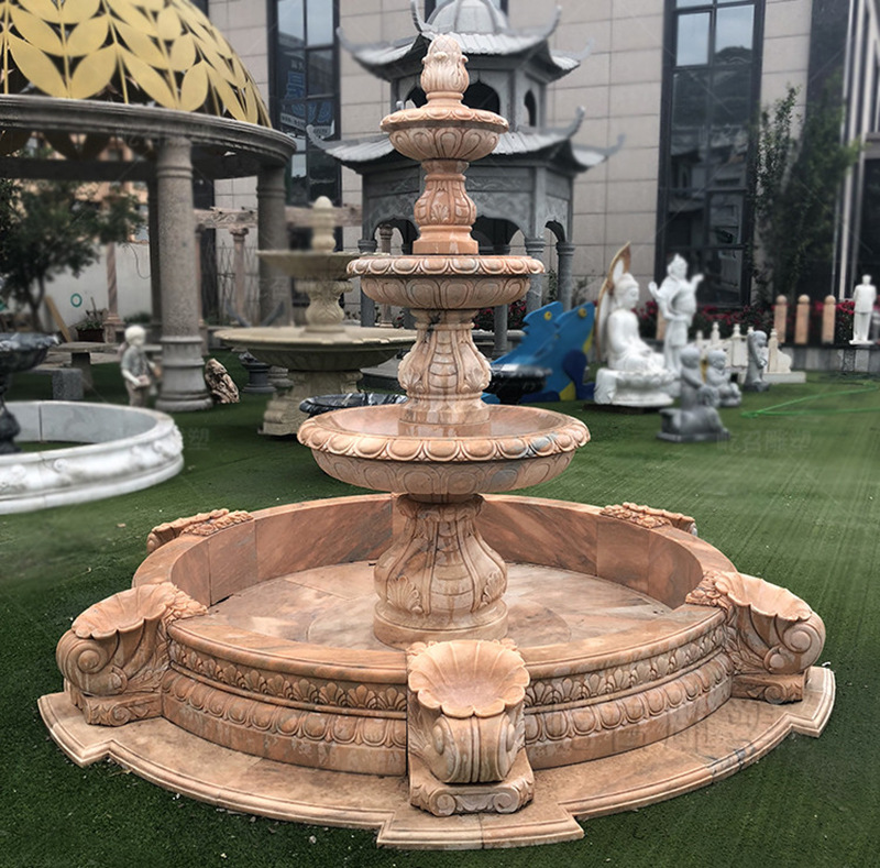 欧式石雕喷泉流水池喷水池大理石大型户外景观喷泉庭院石材跌水钵