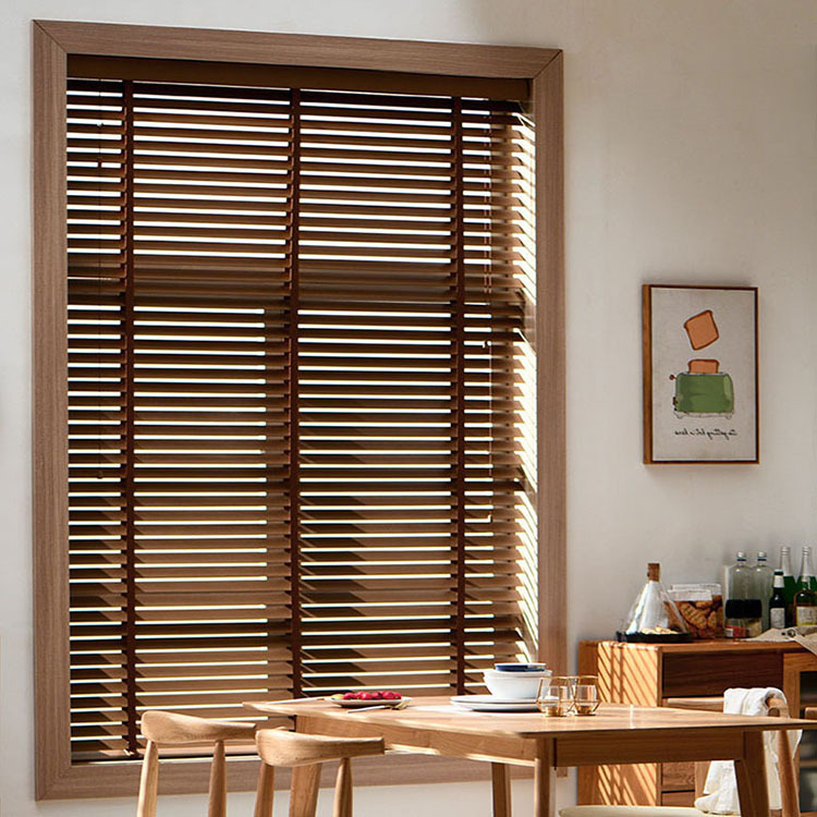 Wood Blinds Curtain Guangzhou Factory Direct Sales Window Hotel Villa Study Basswood Electric Solid Wood Blinds Curtain