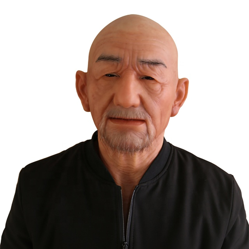 【定制】万圣节老头面具独立站爆款假发人脸白胡子光头老人头套