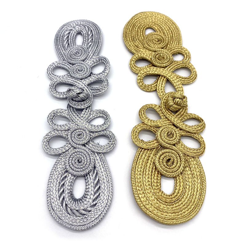 柏熙金银丝水滴扣大盘扣经典金银色舞台服制服大衣旗袍装饰盘扣