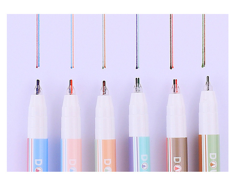 立体双线笔架装 集物社莫兰迪色学生标记记号多色笔 手账创意笔